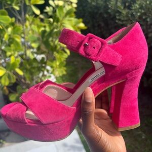 Miu Miu Hot Pink Suede Platform Heels | Brand New | Made in Italy | Size 38